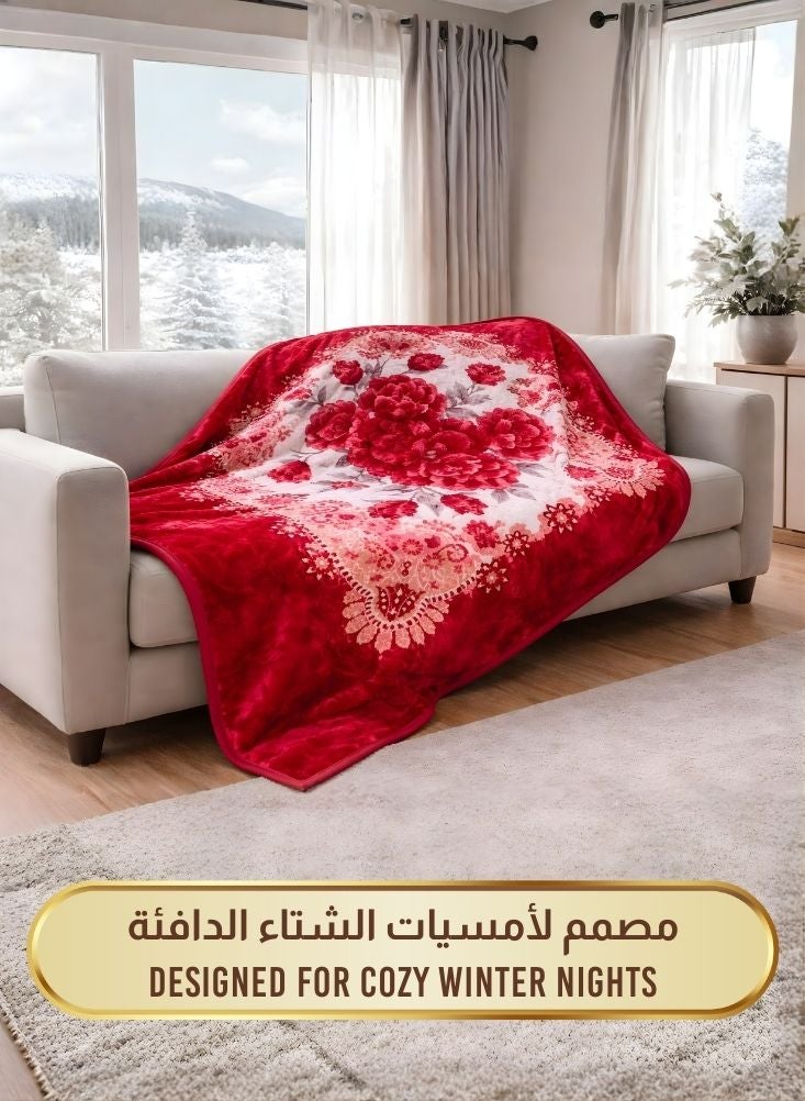 Premium 6kg Super Soft Red Floral Blanket – Thick Luxury Winter Mink Blanket - Image 4